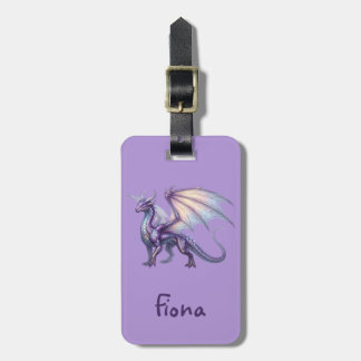 Etiqueta Para Maletas Dragón Personalizado Nombre Personalizado Púrpura 