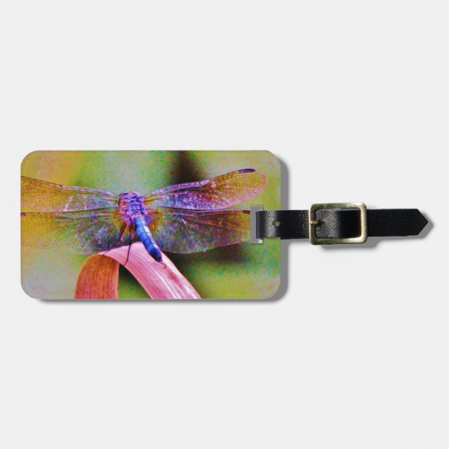 Etiqueta Para Maletas Dragón rosa arcoiris brillante (Frente Horizontal)