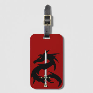 Etiqueta Para Maletas Dragon Silhouette y Sword
