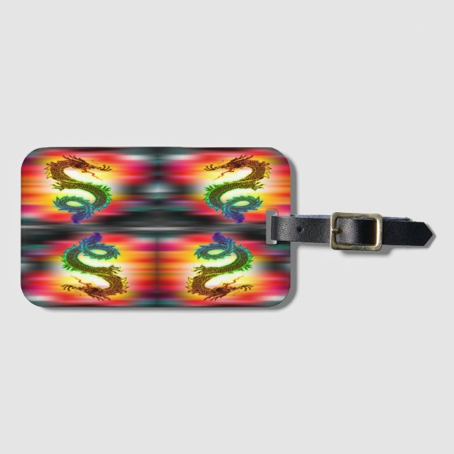 Etiqueta Para Maletas dragones arco iris (Anverso horizontal)