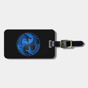 Etiqueta Para Maletas Dragones azules y negros de Yin Yang