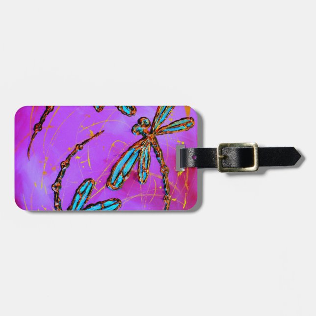 Etiqueta Para Maletas Dragonfly Flit Electric Pink (Frente Horizontal)