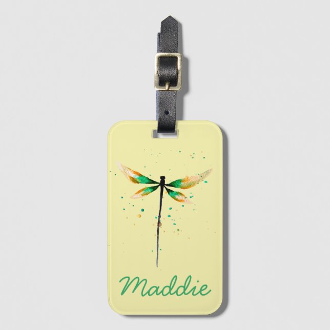 Etiqueta Para Maletas Dragonfly lindo ilustracion acuático (Anverso vertical)