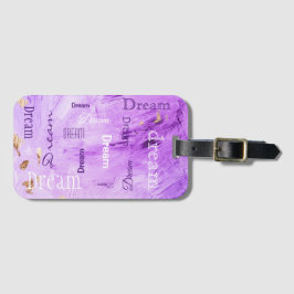 Etiqueta Para Maletas Dream Script Purple Gold Watercolor