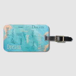 Etiqueta Para Maletas Dream Script Turquoise Gold Watercolor