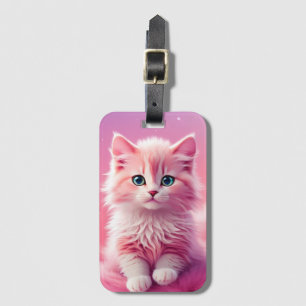 Etiqueta Para Maletas Dreamy Cute Fluffy Gato Kitty Rosa