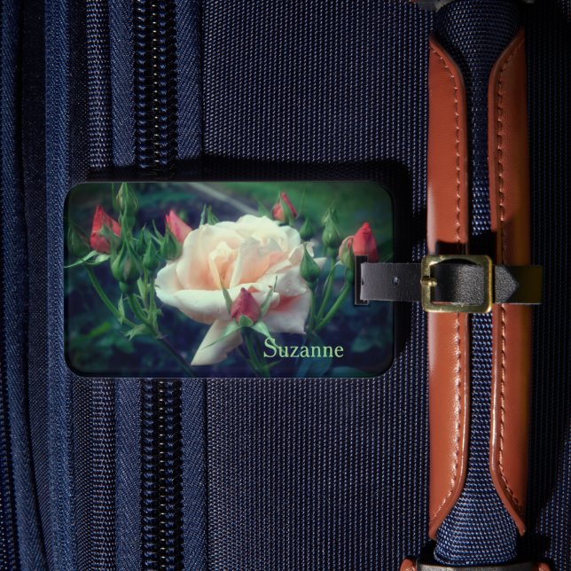 Etiqueta Para Maletas Dreamy Peach Rosa Y Buds Personalizados (Anverso In situ 4)