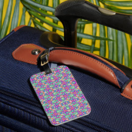 Etiqueta Para Maletas Dual-sided luggage tag with a colorful geometric 