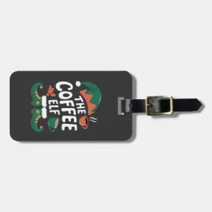 Etiqueta Para Maletas Duende del café Navidad Divertido Cafeína Amantes