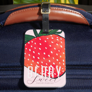 Etiqueta Para Maletas Dulce de fresa roja rosa