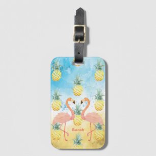 Etiqueta Para Maletas Dulce Flamingo y Piña
