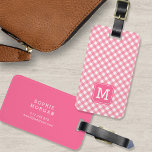Etiqueta Para Maletas Dulce Monograma Bebé Rosa Gingham<br><div class="desc">Viaja con estilo con esta etiqueta de equipaje dulce monograma que incluye una plaza rosa contra un patrón de gingham rosa de bebé en la parte delantera con un costado rosado. Personalízalo reemplazando el texto del marcador de posición. Para obtener más opciones, como cambiar el tipo de letra y su...</div>