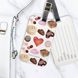 Etiqueta Para Maletas Dulce Patrón de Corazones de Chocolate de Color Ch