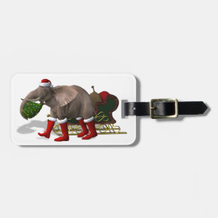 Etiqueta Para Maletas Dulce Santa Claus Elephant