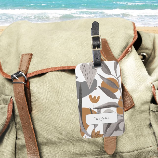 Etiqueta Para Maletas Earthy Boho Botanical Floral (Botanical Boho Chic Floral Your Name Luggage Tag ©Susanne Sachers - Sunny Wanderlust 🌞✈️)