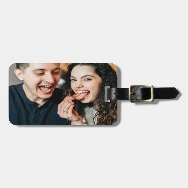 Etiqueta Para Maletas Eating Bacon Photo Customize Personalize (Frente Horizontal)