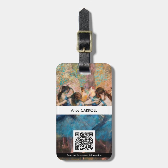 Etiqueta Para Maletas Edgar Degas - Bailarinas en azul - Código QR (Frente Vertical)