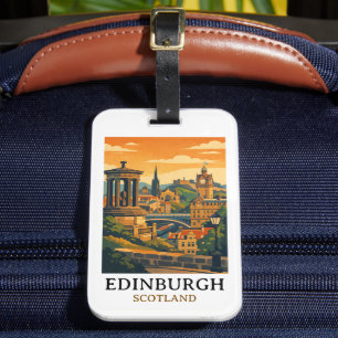 Etiqueta Para Maletas Edimburgo Colorido Escocia Castillo Viaje Vintage