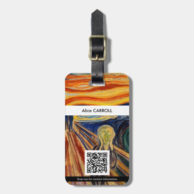 Etiqueta Para Maletas Edvard Munch - The Scream 1910 - Código QR (Frente Vertical)