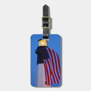 Etiqueta Para Maletas EE. UU., Georgia, Isla Tybee, Bandera ondeando 2