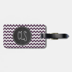 Etiqueta Para Maletas Eggplant Purple Chevron; Retro Chalkboard