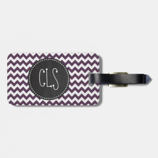 Etiqueta Para Maletas Eggplant Purple Chevron; Retro Chalkboard