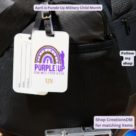 Etiqueta Para Maletas Ejército personalizado - Niño militar morado