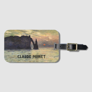 Etiqueta Para Maletas El acantilado de Etretat, puesta de sol por Claude
