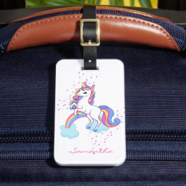 Etiqueta Para Maletas El arcoiris mágico de unicornio personalizado