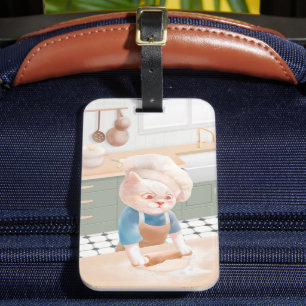 Etiqueta Para Maletas El chef gato ladra en la cocina