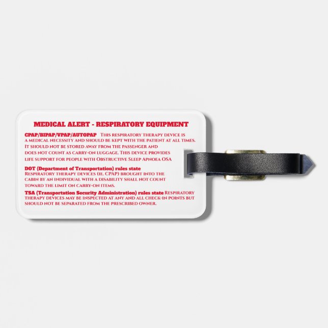 Etiqueta Para Maletas El CPAP es un padecimiento de viaje (Atrás Horizontal)