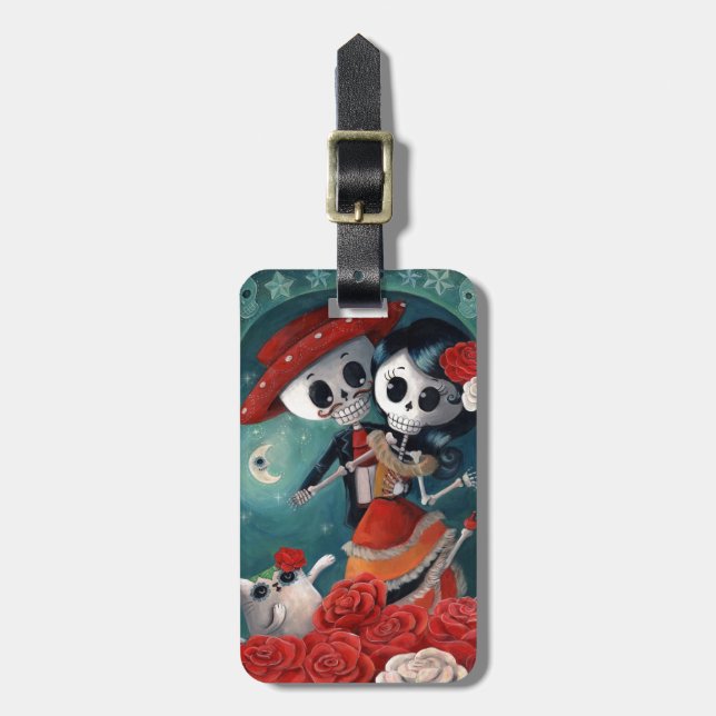 Etiqueta Para Maletas El día de los amantes esqueléticos muertos (Frente Vertical)