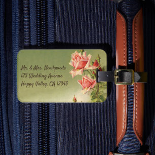 Etiqueta Para Maletas El día de San Valentín Vintage Rosa de Jardín Vict