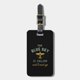 Etiqueta Para Maletas El divertido piloto de aviones Vintage Blue Sky ll