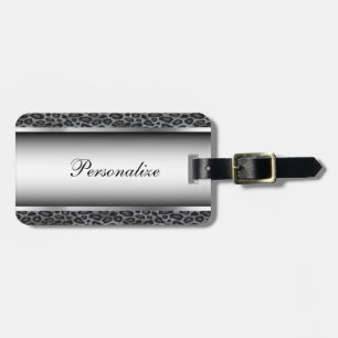 Etiqueta Para Maletas El estampado de animales gris y de plata el   del