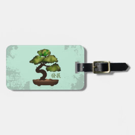 Etiqueta Para Maletas El fondo verde de Bonsai gris 'Crecimiento'