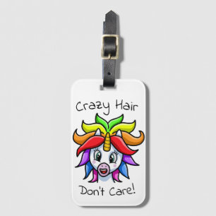 Etiqueta Para Maletas El pelo loco de Unicornio no se preocupa