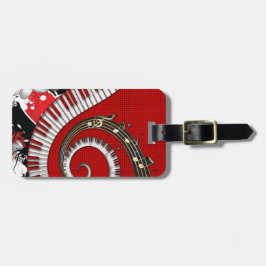 Etiqueta Para Maletas El piano cierra remolinos florales del Grunge de