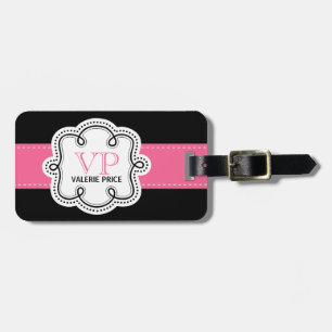 Etiqueta Para Maletas El rosa femenino cosió el bolso personalizado