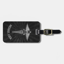 Etiqueta Para Maletas El símbolo médico de plata personalizó a médicos