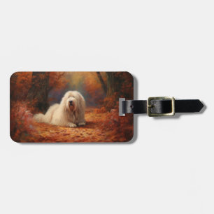 Etiqueta Para Maletas El viejo perro pastor inglés en otoño se inspira