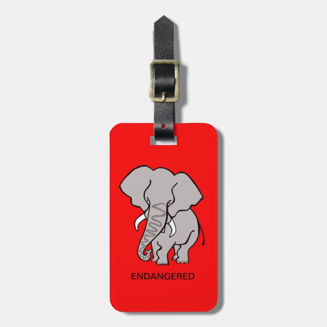 Etiqueta Para Maletas ELEFANTE Africano - Activista animal - Rojo (Frente Vertical)