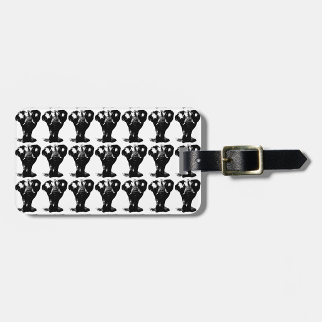 Etiqueta Para Maletas Elefante blanco y negro (Frente Horizontal)