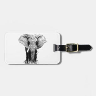 Etiqueta Para Maletas Elefante blanco y negro