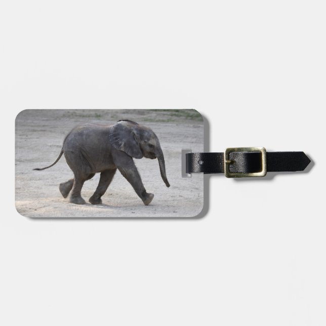 Etiqueta Para Maletas Elefante Kibali, bebé dulce (Frente Horizontal)