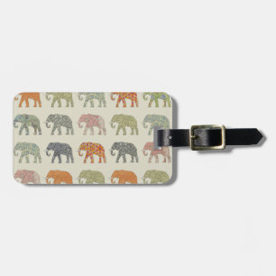 Etiqueta Para Maletas Elefante Patrón de Animal Colorido Contemporáneo