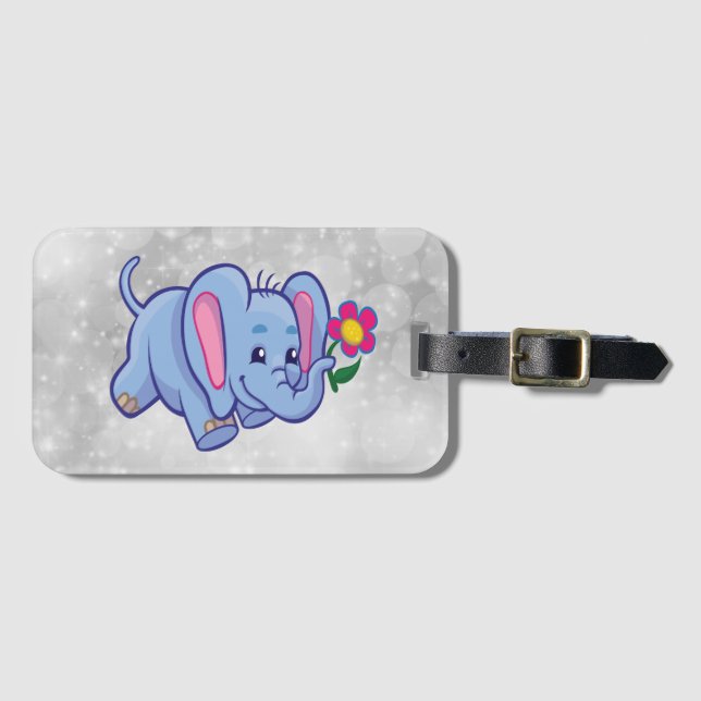 Etiqueta Para Maletas elefante personalizado lindo (Anverso horizontal)