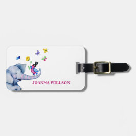 Etiqueta Para Maletas Elefante personalizado Y Mariposas