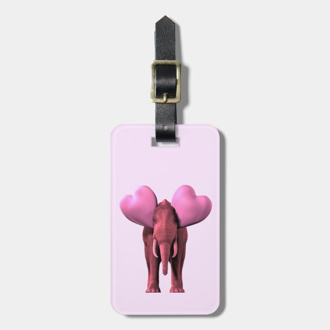 Etiqueta Para Maletas Elefante rosa romántico (Frente Vertical)
