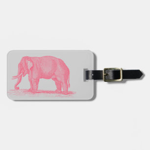 Etiqueta Para Maletas Elefante rosa vintage sobre elefantes grises de lo